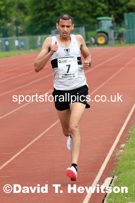 2022 North Eastern Counties AA 10000 metres Champs., Chester le Street, Sat,. May 21st. Photo: David T. Hewitson/Sports for All Pics